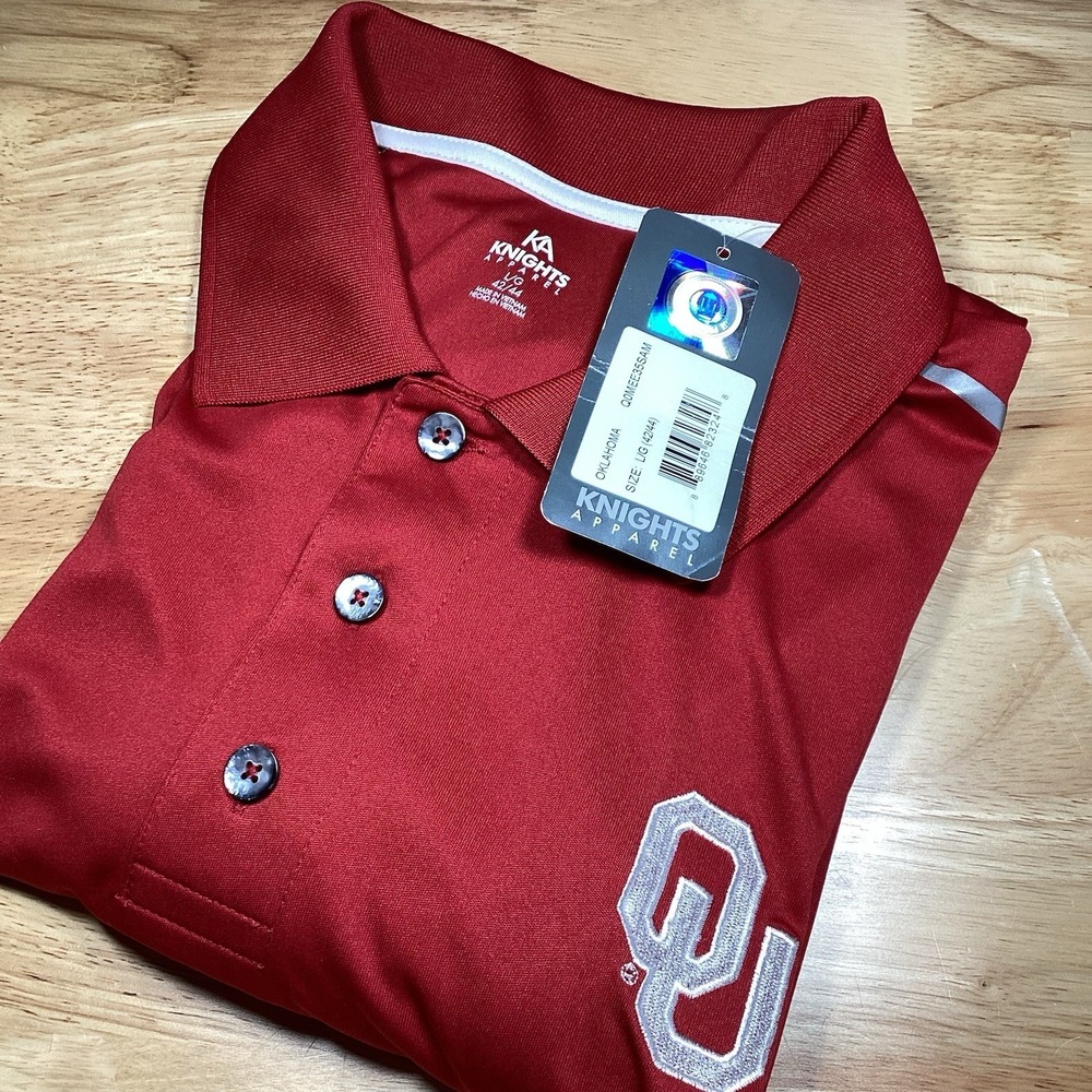 Men's Knights Apparel Oklahoma Sooners Short Sleeved Performance Polo NEW Large